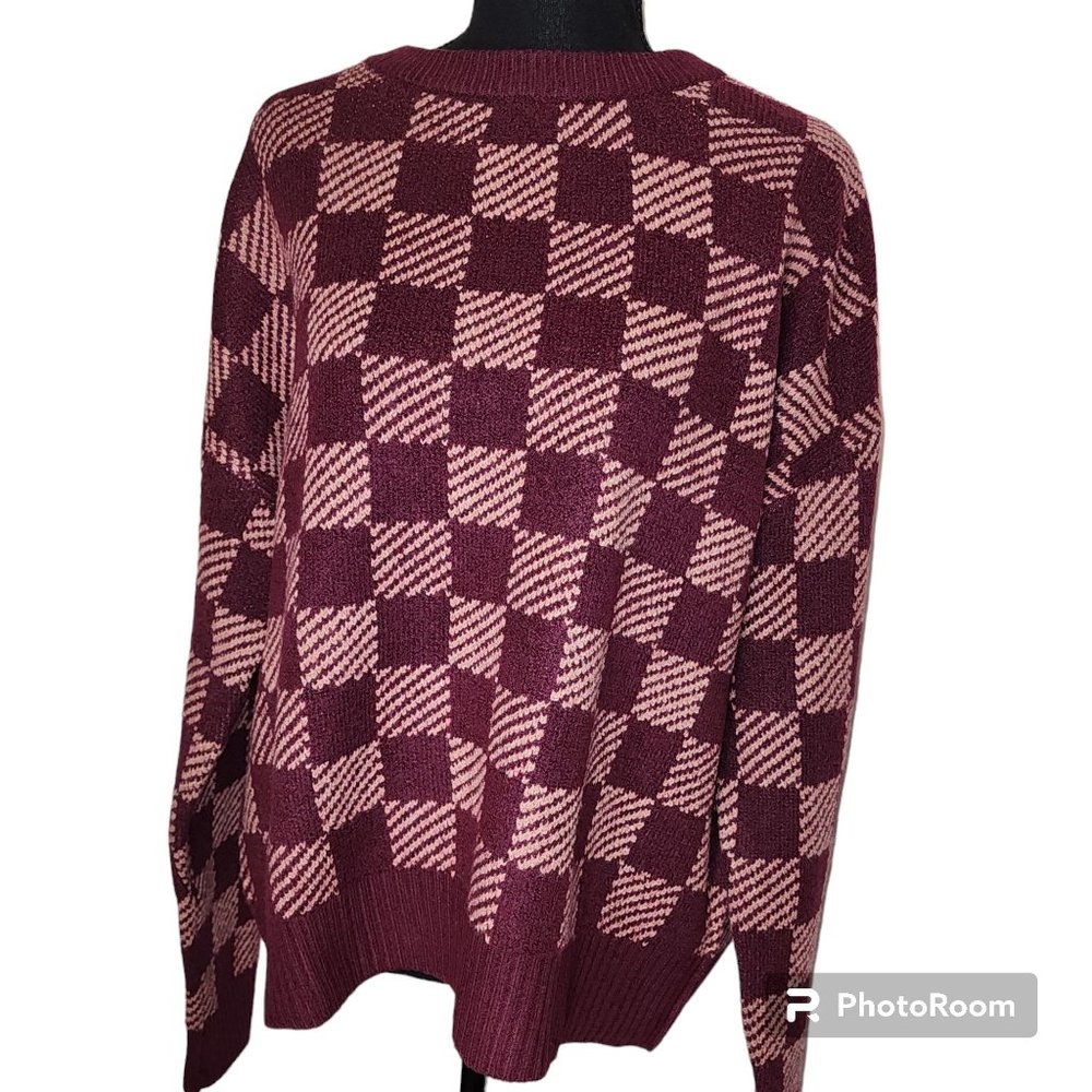 #062. NWOT Checkered Red Pullover Sweater-Love Ellie - Picture 3 of 4